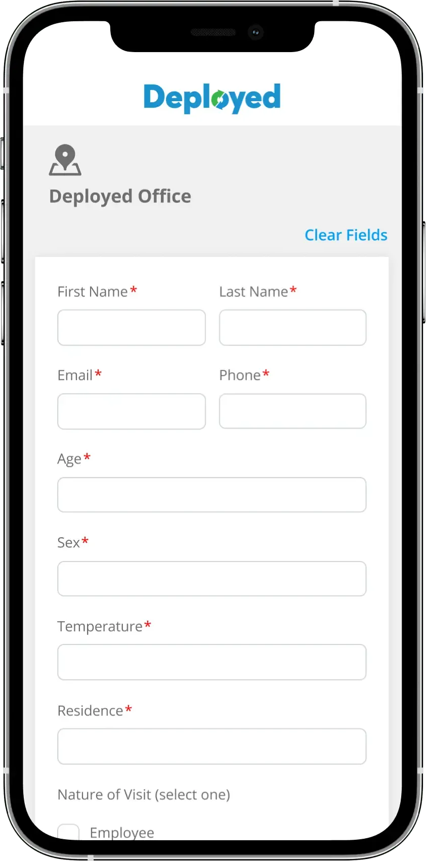 Chkin.Me QR code sign-in screen for on-site visitors