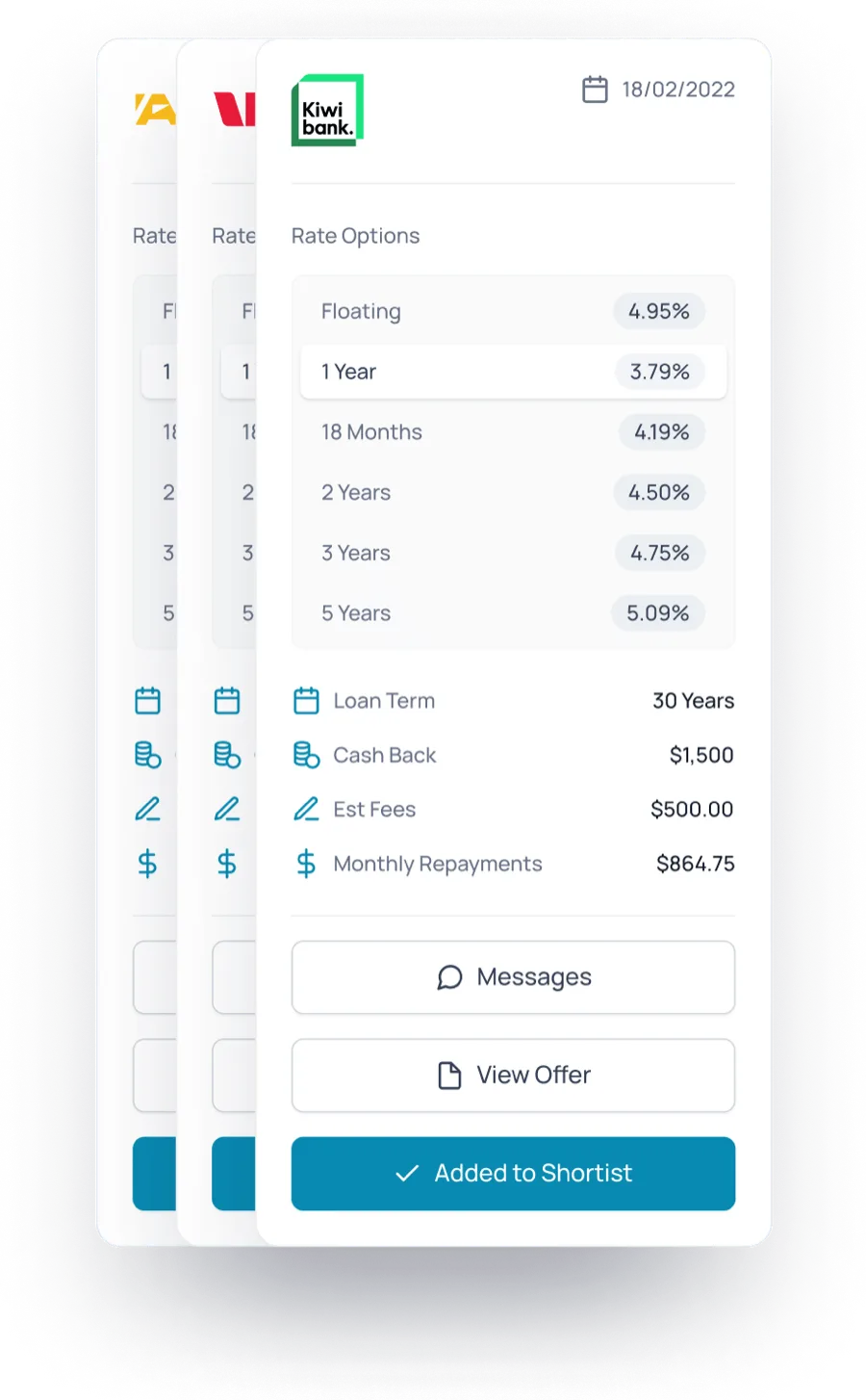 Anteup guided loan application form leading the borrower through each step