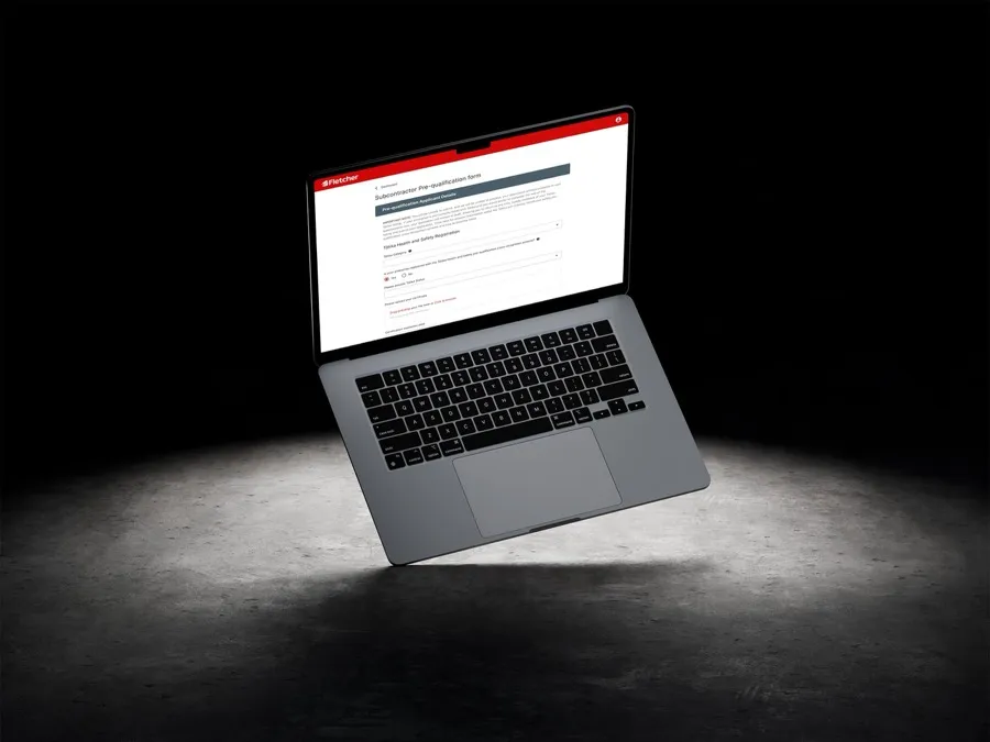 Fletcher Construction pre-qualification form on mobile with dynamic sections