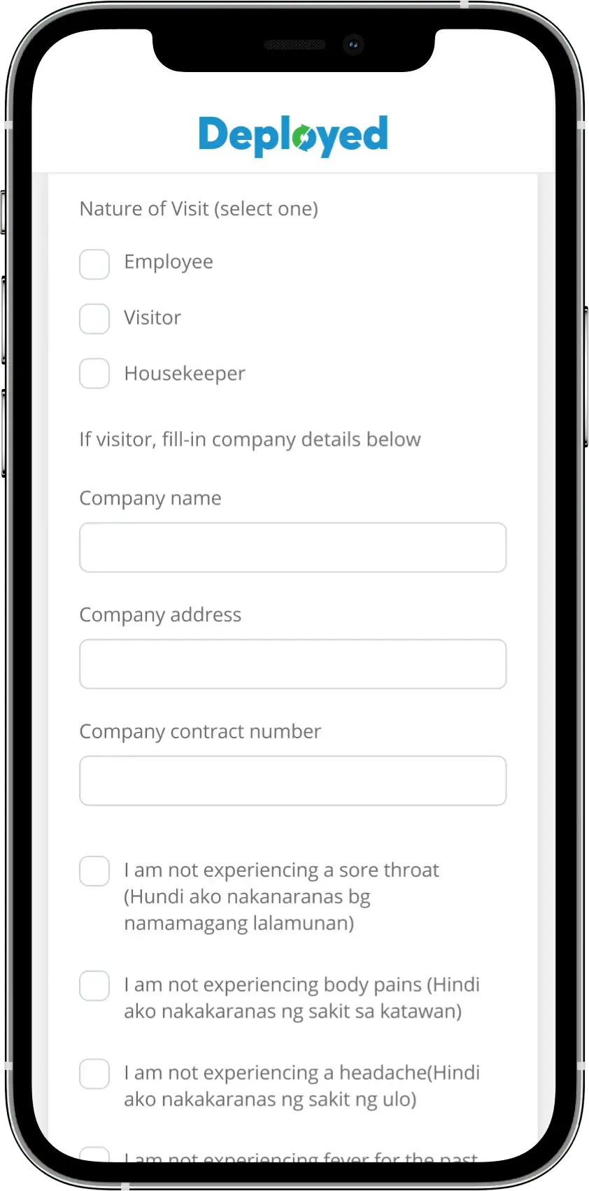 Chkin.Me contact tracing form completed in under a minute