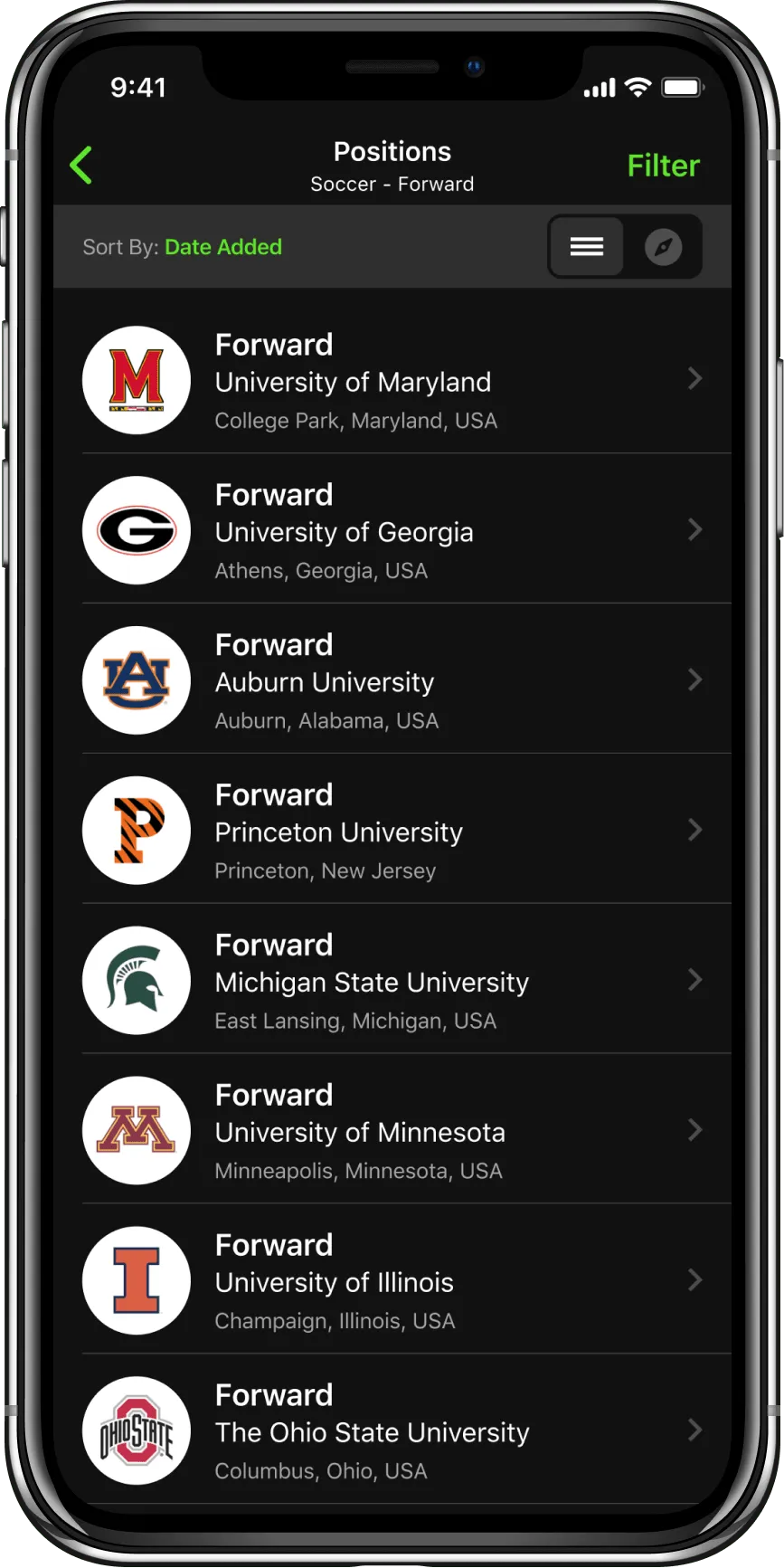Usshh app Shoulder Taps notification connecting a club with an athlete