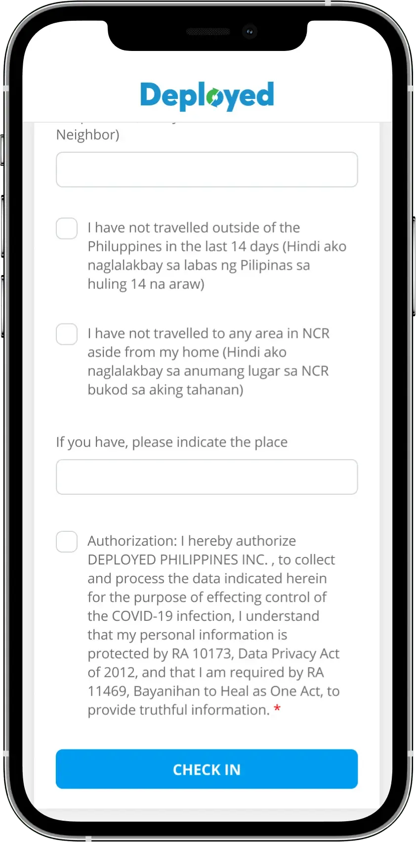 Chkin.Me automatic check-out confirmation screen