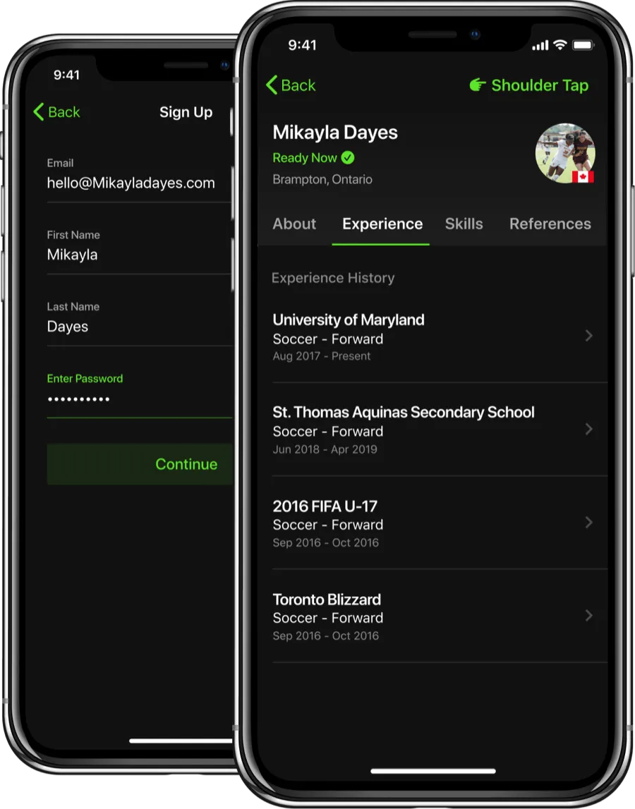 Usshh app messaging between an athlete and a club