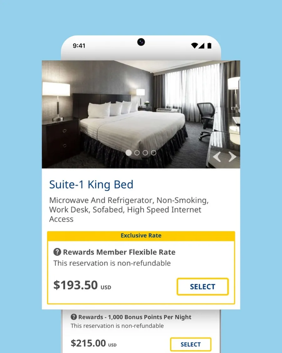Best Western To Go trip sharing screen for sending plans to friends and family