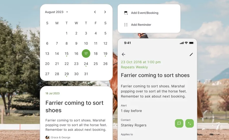 Equitask reminder notification for an upcoming appointment