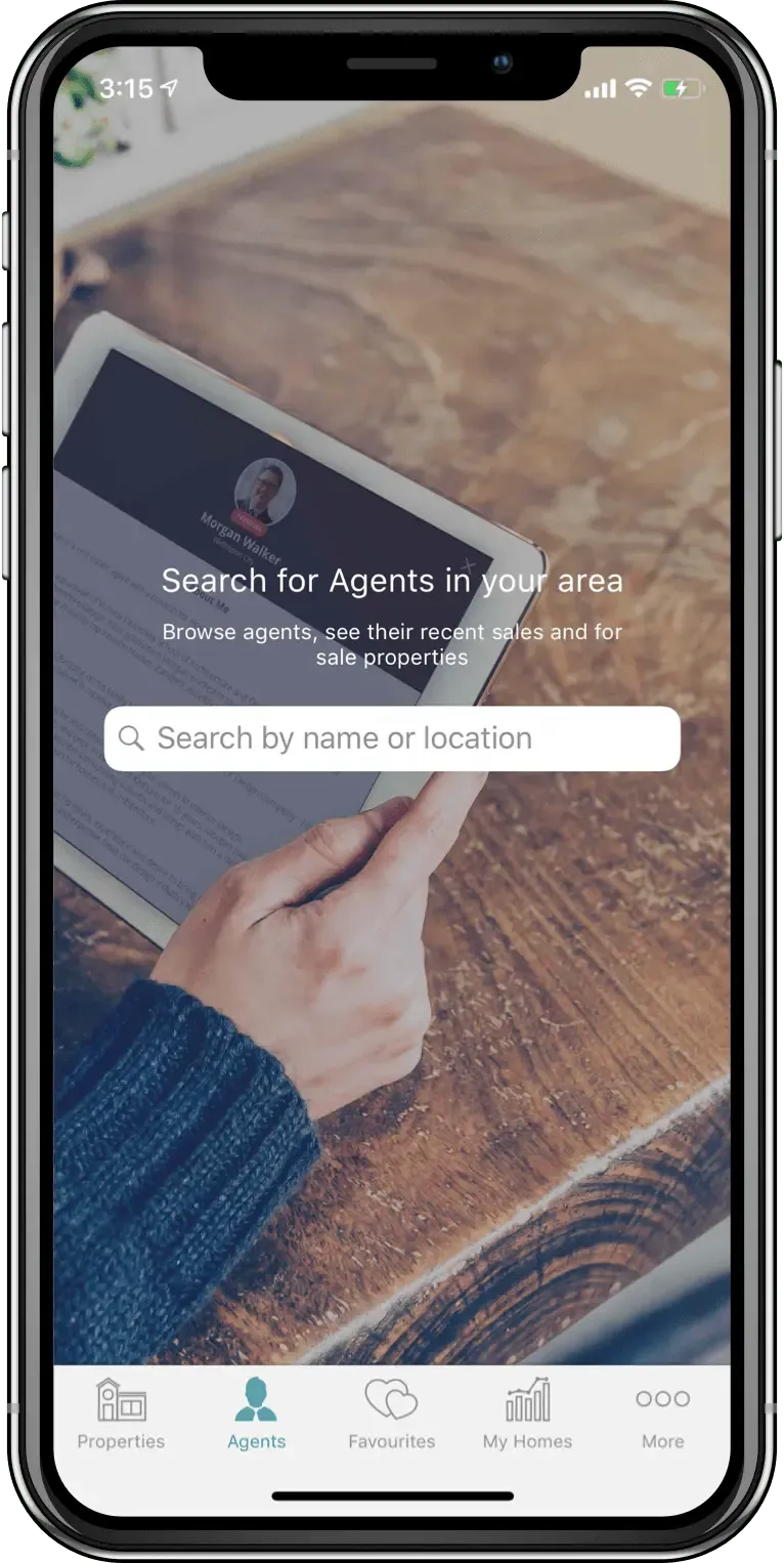 Homes.co.nz agent search screen to find real estate agents by name or location