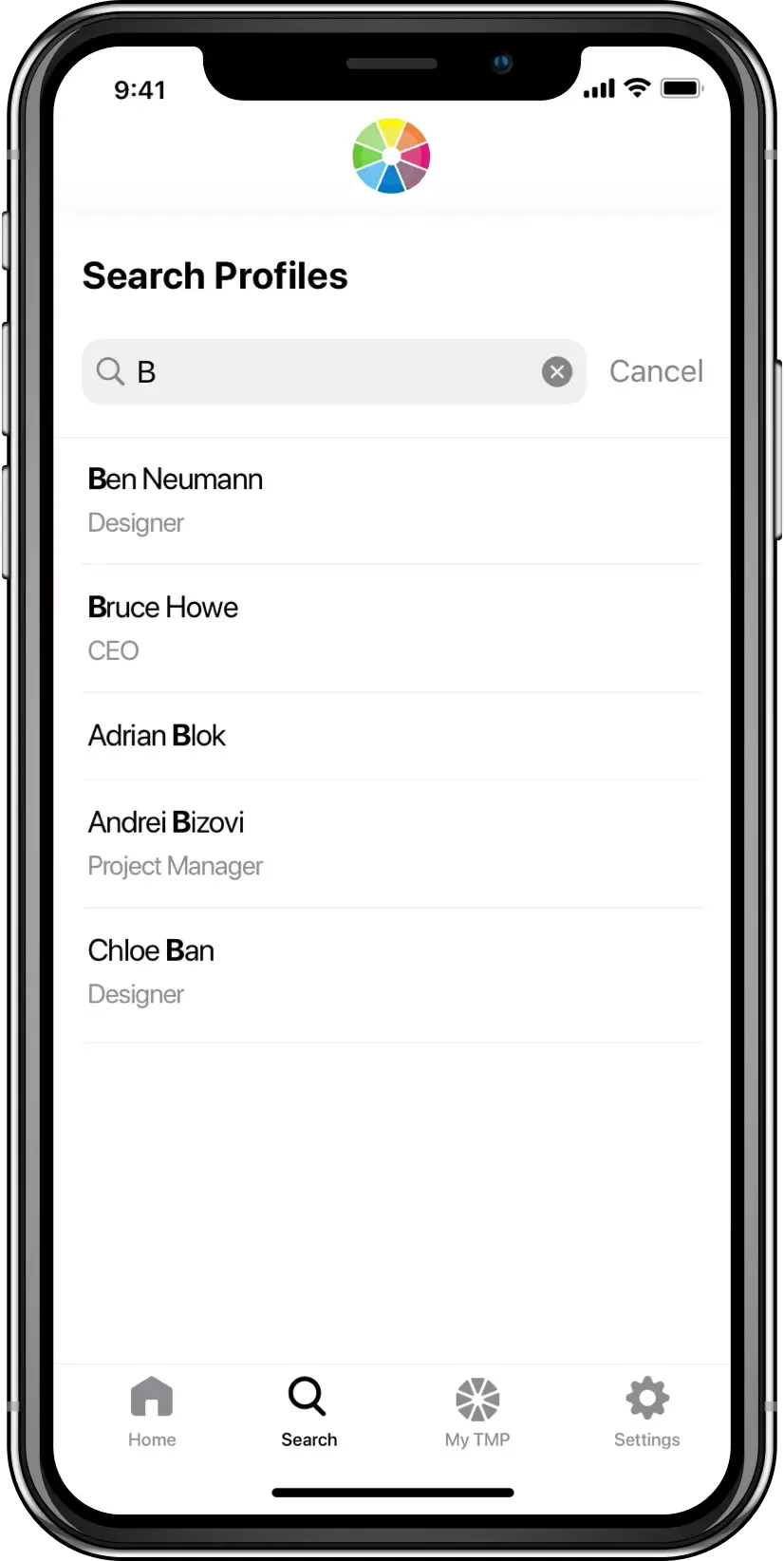 Team Management Services app profile detail on mobile