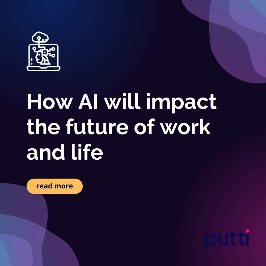 Purple graphic illustrating artificial intelligence and technology concepts for business