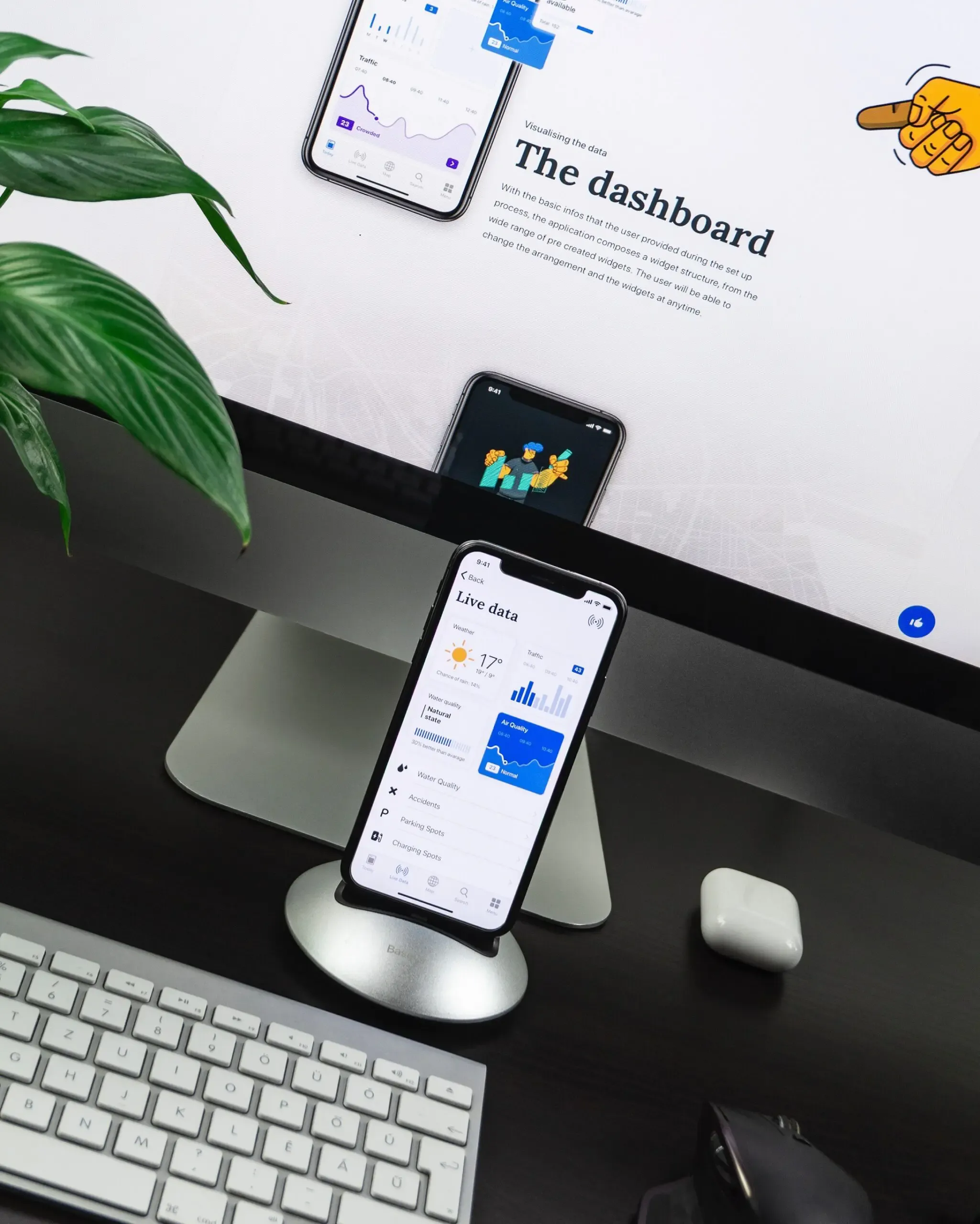 Smartphone displaying a mobile web app on a clean desk, representing progressive web app development