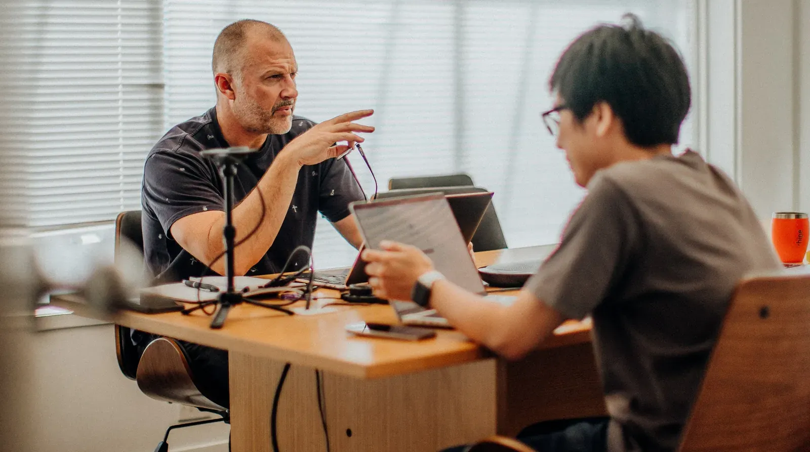 Two Putti engineers working through a system design together
