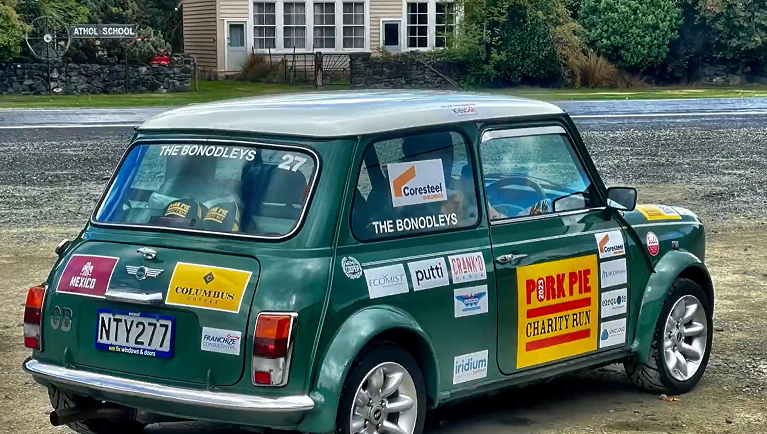 photo of the bonodleys car at the pork pie charity event nz